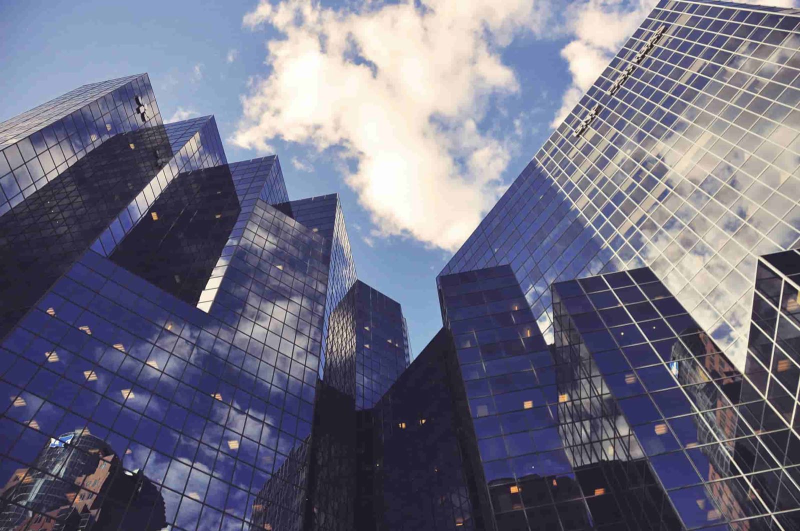 Modern architectural glass facade